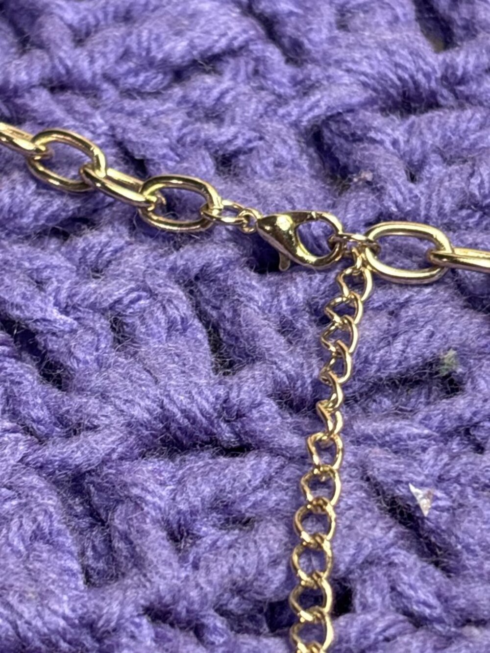 Goldtone Geometric Chain Necklace 18 - 21 inches Long - Picture 4 of 4